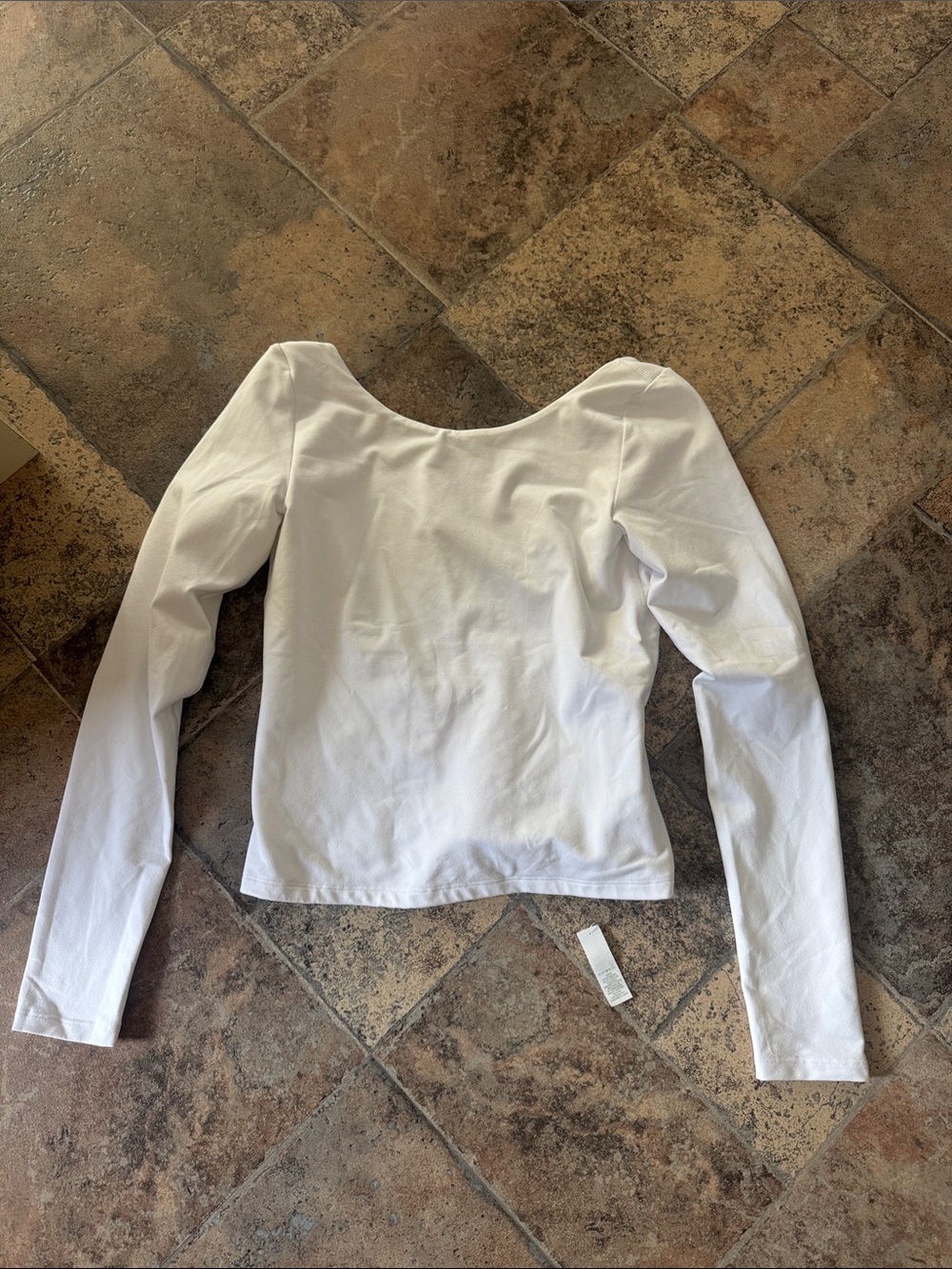 aerie White Long-Sleeve Scoop Neck Top
